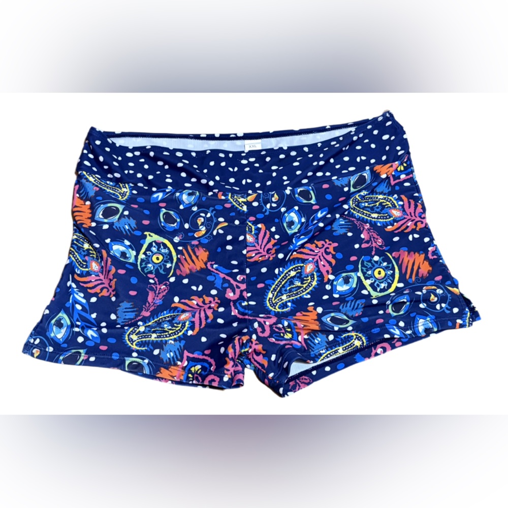 Women's Athletic Shorts - Blue Patterned